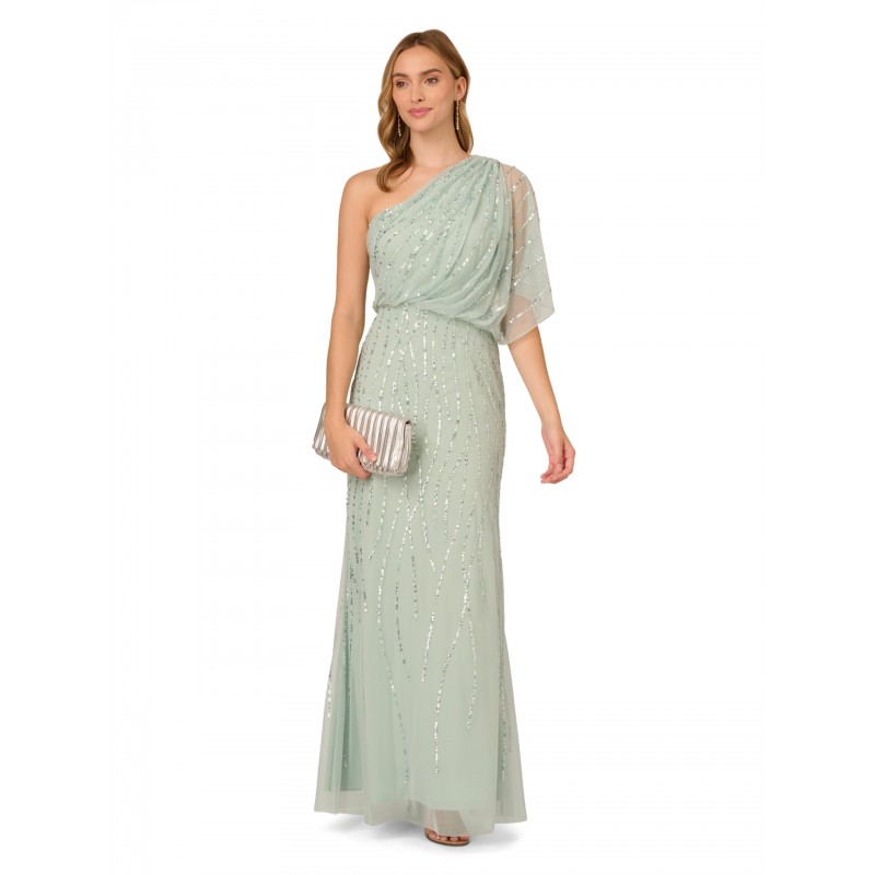 Women's Long Vintage Greek Dress (Icy Sage)