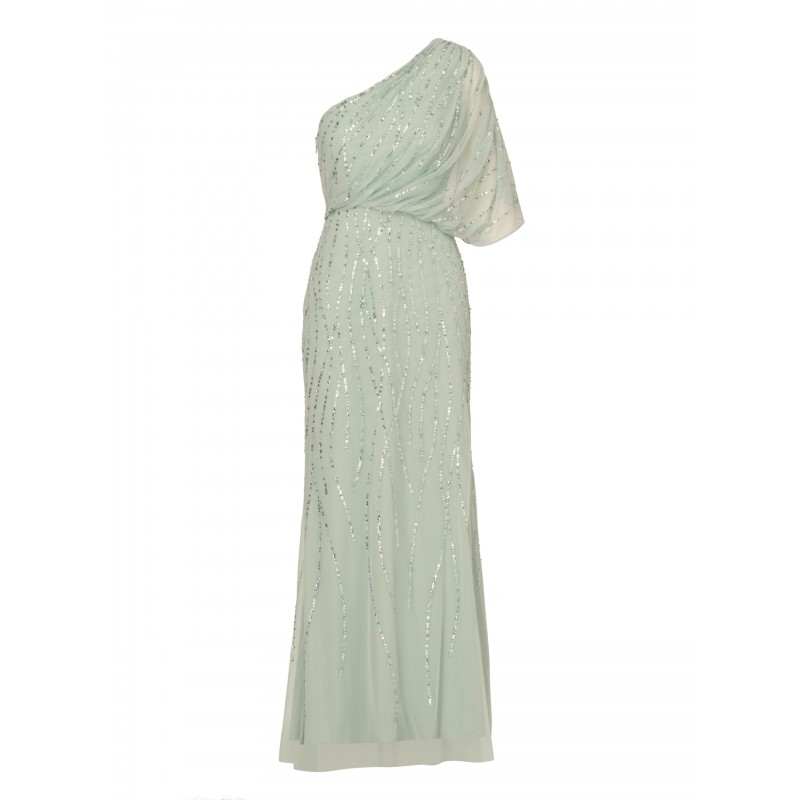 Women's Long Vintage Greek Dress (Icy Sage)