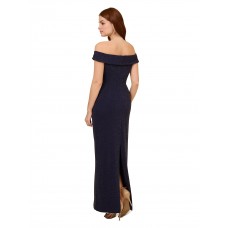 Women's Metallic Knit Draped Robe (Light Navy)