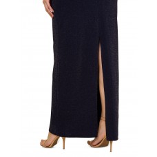 Women's Metallic Knit Draped Robe (Light Navy)