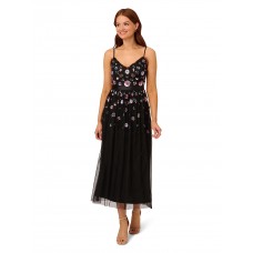 Women's Multicolor Floral Beaded Dress (Black Multi)