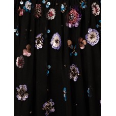 Women's Multicolor Floral Beaded Dress (Black Multi)