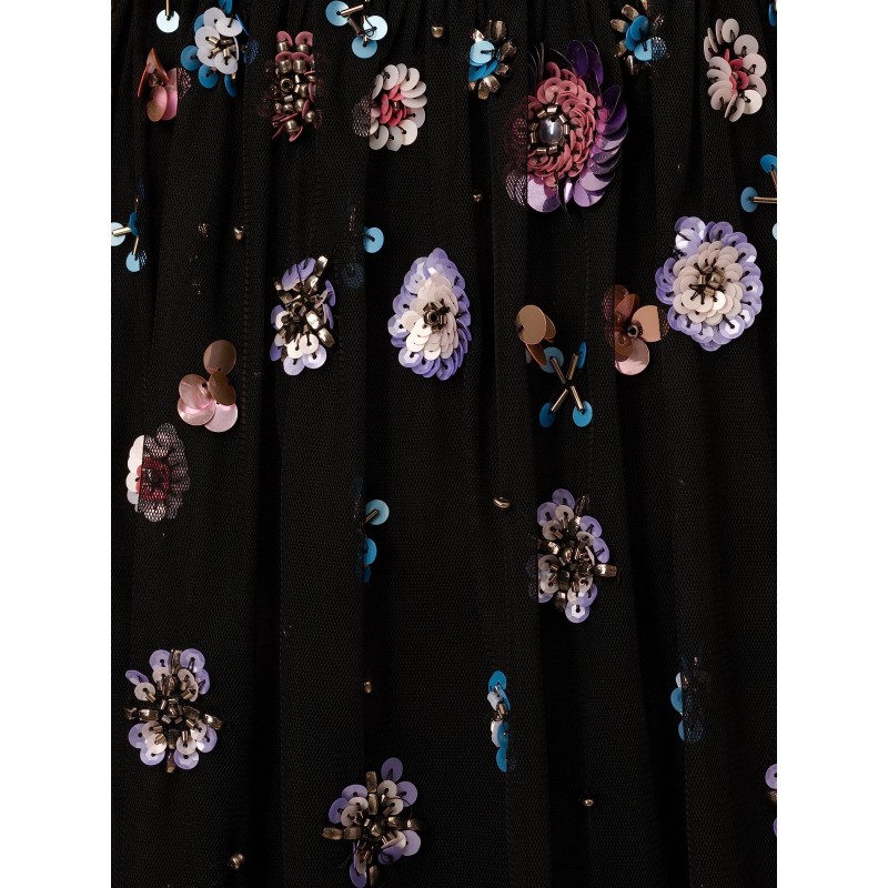 Women's Multicolor Floral Beaded Dress (Black Multi)