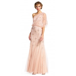Women's One Shoulder Greek Style Wedding Dress (Blush)