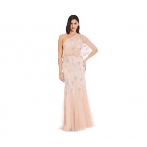 Women's One Shoulder Greek Style Wedding Dress (Blush)